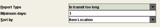 In-Transit Too Long Report parameters display In-Transit Too Long Report parameters display