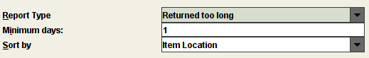 Returned Too Long Report parameters display
