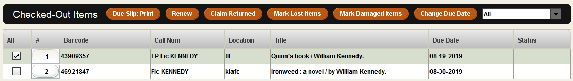 Checked-Out Items tab