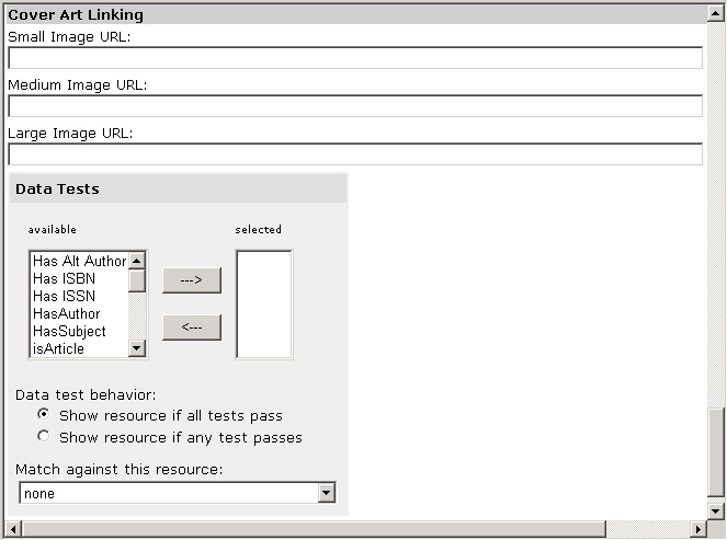 WebBridge Management - Resources menu: Cover Art
