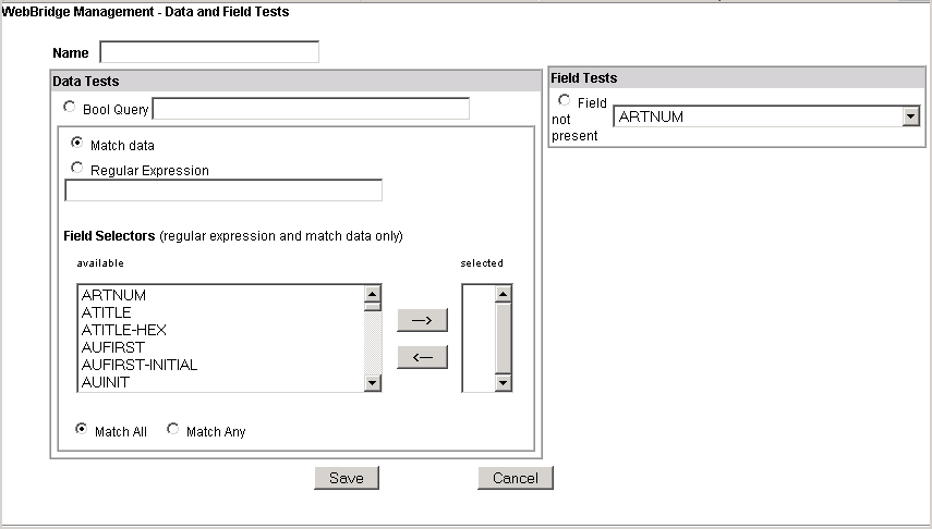 WebBridge Management - bool query data test