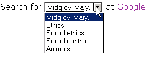 Drop-down menus in hyperlinks