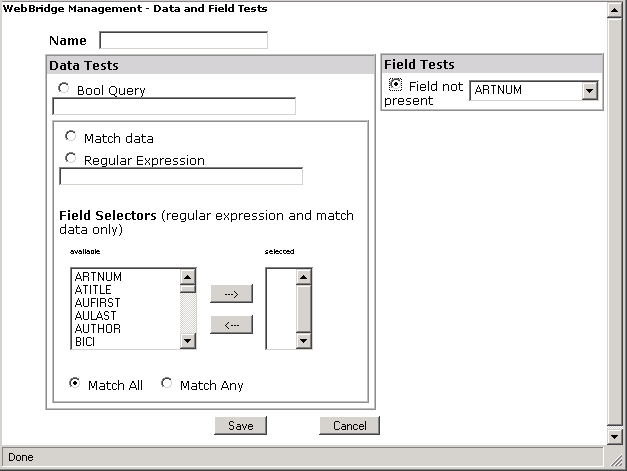 WebBridge Management - bool query data test