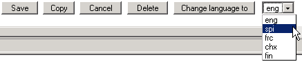 WebBridge Management - Language menu