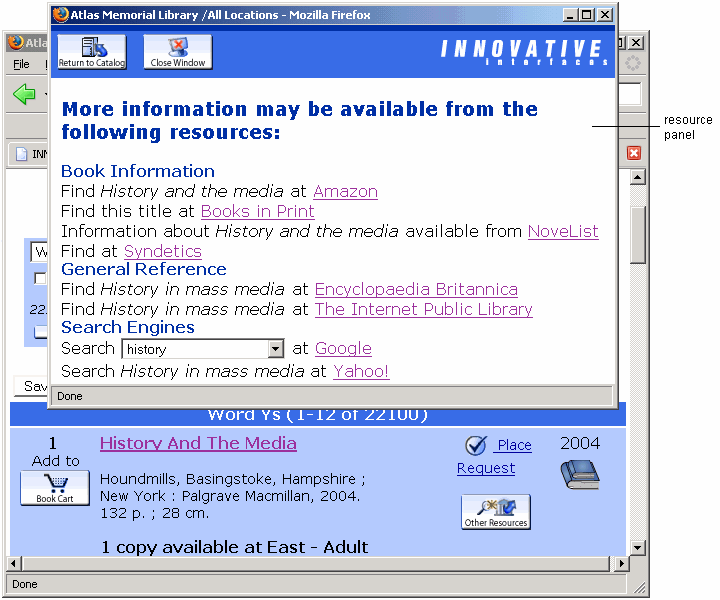 WebBridge resource panel