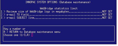 WebBridge LR statistics limit system option