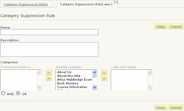 Creating Category Suppression Rule Creating Category Suppression Rule