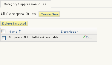 Category Suppression Rules tab Category Suppression Rules tab