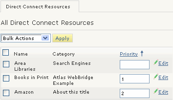 Resources tab Resources tab