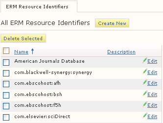 ERM Resource Identifier tab ERM Resource Identifier tab