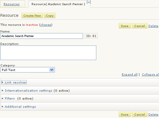 Resource tab Resource tab